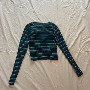 Striped long sleeve crop top